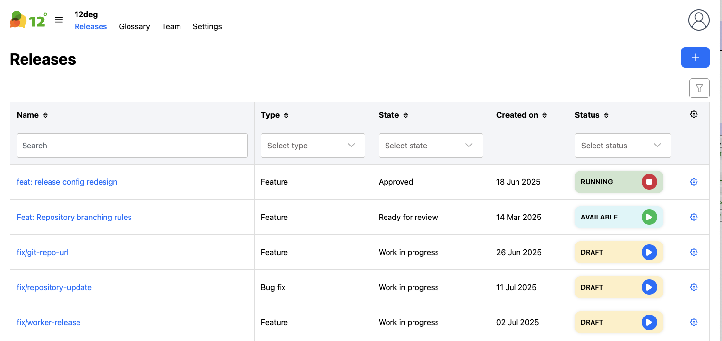 12deg application screenshot